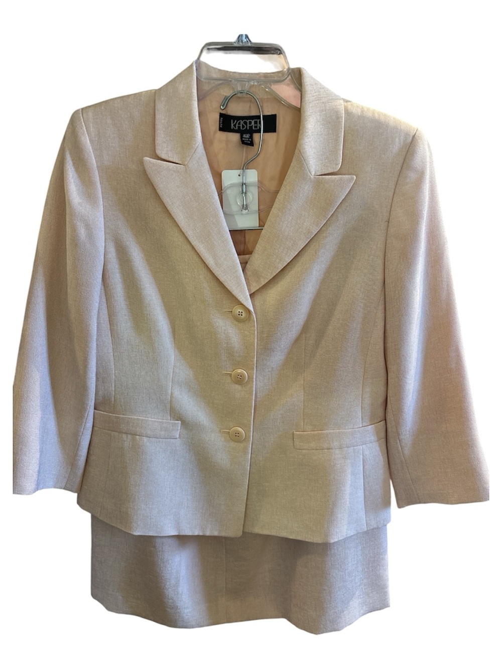 Kasper Women's peach  Three-Button Notch Lapel Blazer